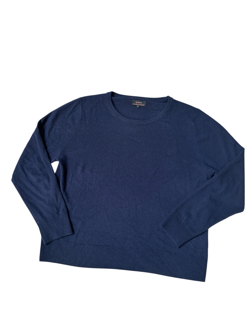 Quince Mongolian Cashmere Crewneck Sweater, Navy, Size Large